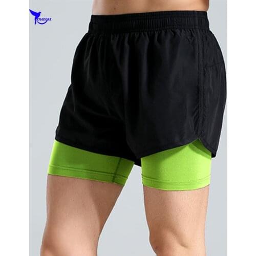 Quick Drying Mens 2 in 1 Gym Fitness Sport Shorts Men Training Exercise Jogging Running Shorts Cycling Shorts with Longer Liner