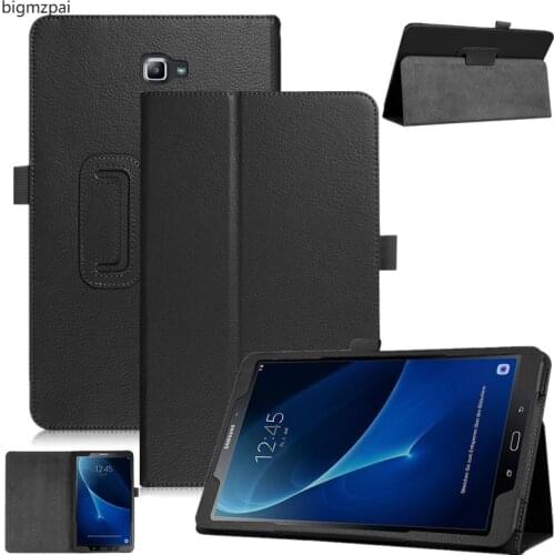 Tablet case For Samsung Galaxy Tab A 10.1 2016 T580 T585 SM-T580 cover Lichee Style Leather Folding Stand Flip Cover Tab A+film