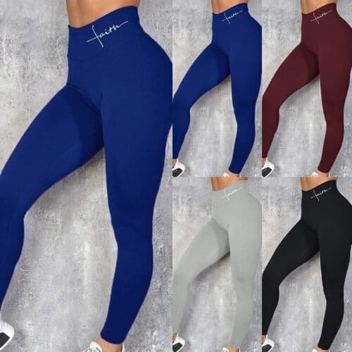 Black Fitness Push Up Leggings Women Elastic Slim Sports Letters Print Leggings Female Plus Size High Waist Workout Gym Pants