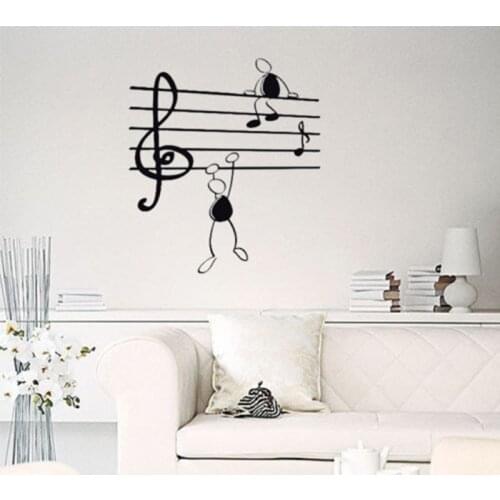 Kids Wall Sticker Music Notes Funny Guys for Living Room Vinyl Stickers Instrumen art Removable Wall Decals Bedroom Z961