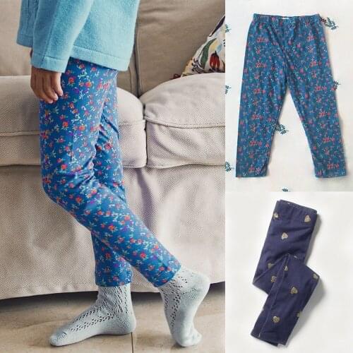 Baby Girl Pants 100% Cotton Soft Elasticity Breathable Kids Legging Spring Autumn Flower Print Trousers for 2-7Y Children