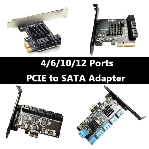 PCIE adapter card SATA3.0 driver-free 6-port 10-port 12-port host connected to hard disk expansion card PCIEX1, X4