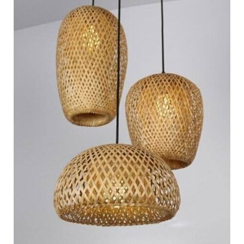 Chinese Hand Knitted Bamboo Art Pendant Lights Restaurant Caf Loft Hanging Pendant Lamp Home Decor Bamboo Led Light ZM1013