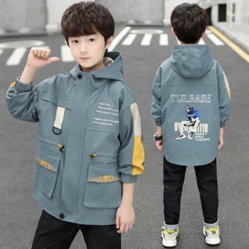 Boys Coat Autumn Spring Kids Printed Jacket School Childrens Casual Outerwear Jackets Teenager Kids Clothing for 5-14 Years