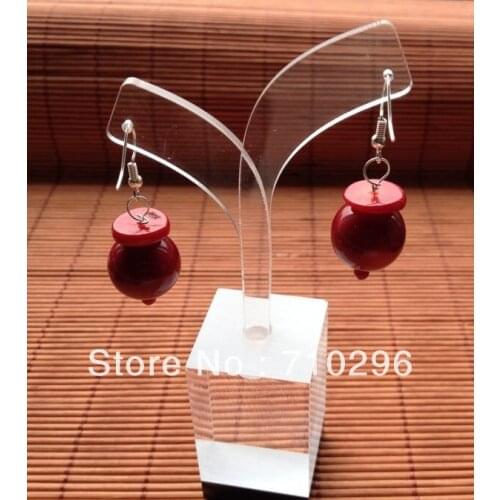 Fashion Coral Earring10pairs/lot Red Coral 16mm Round Ball Drops Earrings Red coral Jewelry