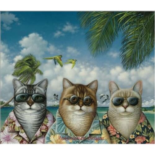 Embroidery Counted Cross Stitch Kits Needlework - Crafts 14 ct DMC Color DIY Arts Handmade Decor - Cool Cats