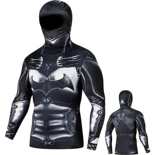 New Hooded Locomotive Windproof Tights Tshirt High Elastic Quick-drying Sports Motorcycle Cycling Clothing Mens Bottoming Shirt