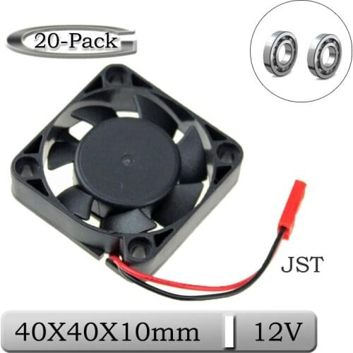 20Pcs/Lot Gdstime DC 12V 40mm 40x40x10mm Dual Ball Brushless Cooling Fan 40x10mm 4cm JST Connector 3D Printer Cooler