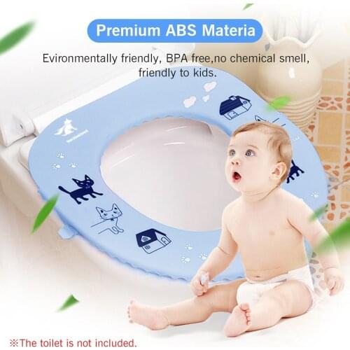 Portable Foldable Potty Seat Baby Toilet Seat with Ergonomical Design Cute Pattern for Standard Toilet Travel Home Baby Toddlers