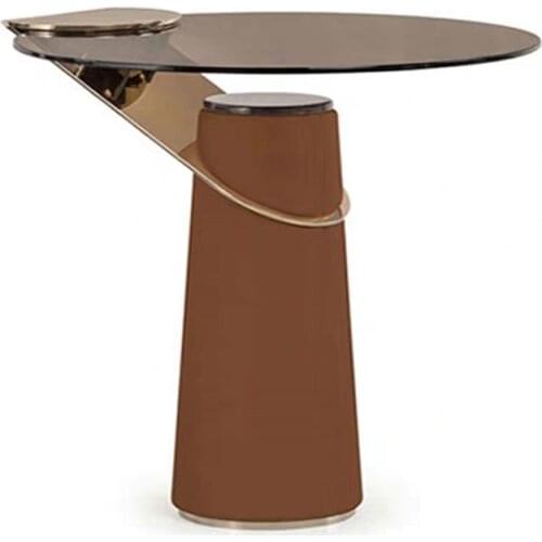 Luxurious style living room side tables Gold Tea-table sofa stainless-steel End-table glass side coffee table