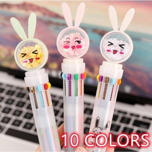 10 Color Flash Drilling Cat Ballpoint Pen Creative Multicolor For Writing Stationery Office & School Pen Ballpen 1PC