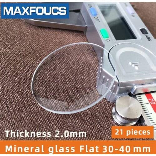 Table glass mineral glass Flat thickness 2.0 mm diameter 30 - 40 mm Crystal Transparent 21 pieces in total