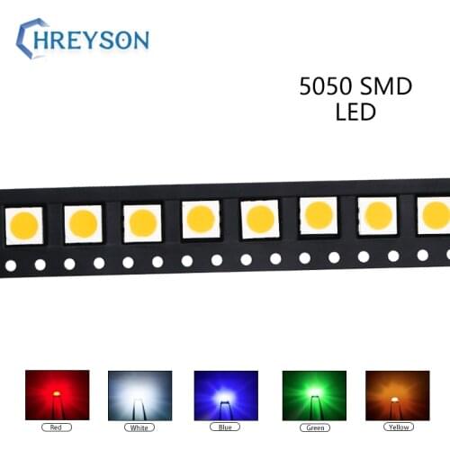 100pcs 5050 SMD LED Electron Component Blue Yellow White Green Red Orange Purple RGB High Light Emitting Diode DIY Kit