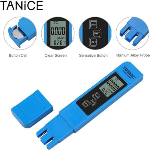 TANiCE Multifunctional Water Purity Temperature Meter Digital Tester with LCD TEMP PPM Test for Drink Water Quality Monitoring