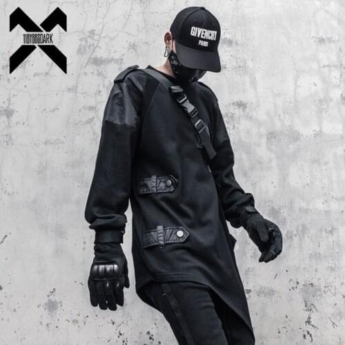 11 BYBBS DARK Men Pocket Patchwork Sweatshirt Function Streetwear 2021 Asymmetric Cut Harajuku Mid-length Pullover WB310