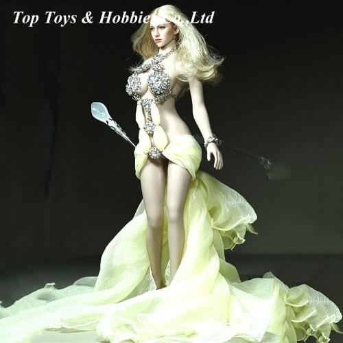IN STOCK 1/6 scale Female Goddess of victory Mori Flower Fairy Yellow Veil Skirt dress fit for 12 inch female figure body