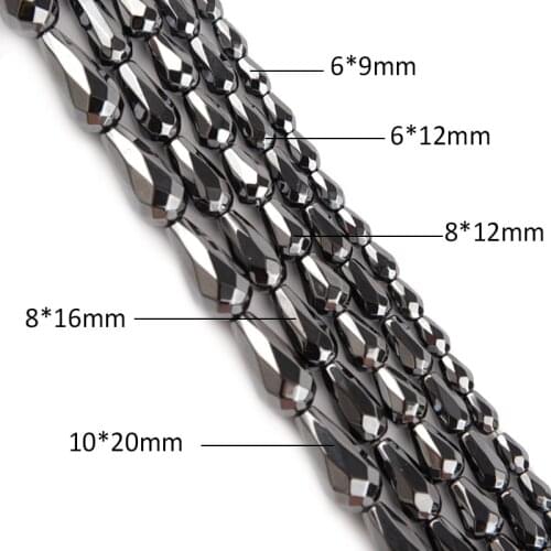 Gorgeous Natural Black Gallstone Beads with Water Droplet Shape Can Be Made Into Bracelets Necklaces Jewelry Accessories10x20mm