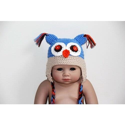 Free shipping, Baby Boy Owl Hat, Crochet Baby Hat, Owl Crochet Photo Prop, Baby Owl caps 100% cotton