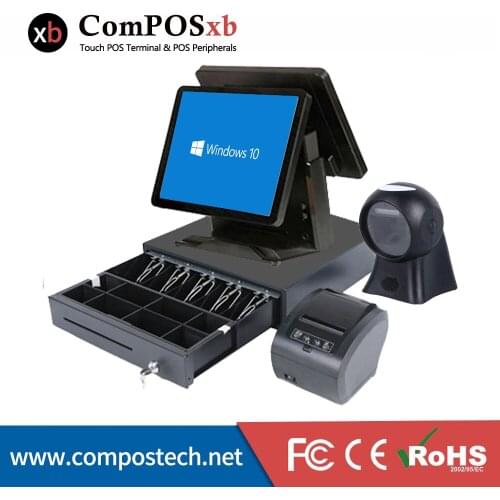 High quality ComPOSxb 15+15 inch POS all in one terminal Touch POS system for supermarket