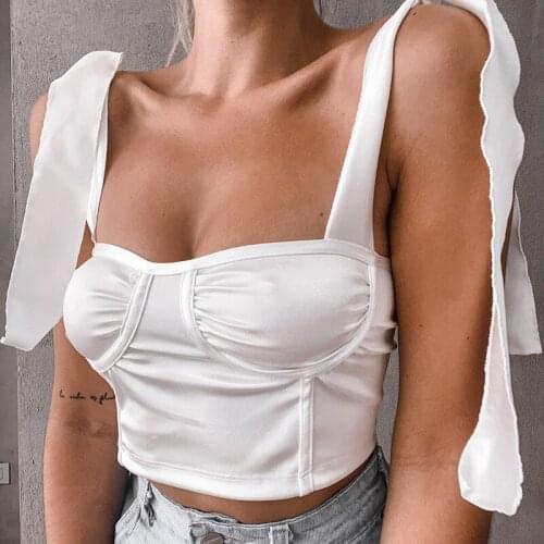 Spring/Summer 2021 New Chest Support Strappy Sexy Top Sexy Backless Neckline Slim Sling Pure Color Vest Womens Tops
