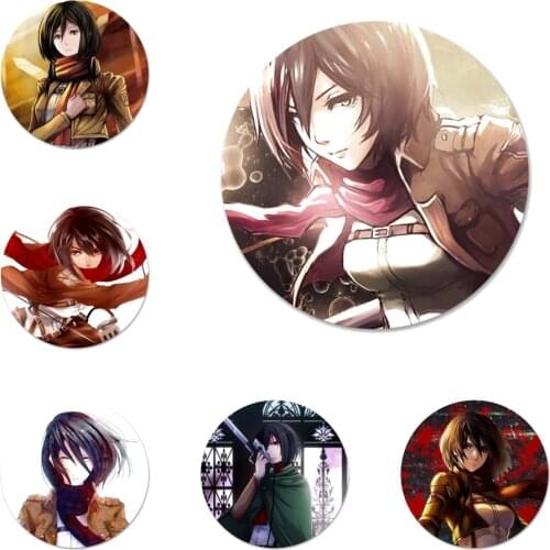 Attack on Titan Mikasa Ackerman Icons Pins Badge Decoration Brooches Metal Badges For Clothes Backpack Decoration 58mm