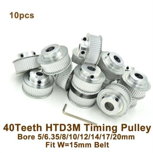 10pcs 40 Teeth 3M Timing Pulley Bore 6/8/10/12/14/16/20mm Fit W=15mm 3M Timing Belt 40T 40Teeth HTD3M Pulley Cutting Machine