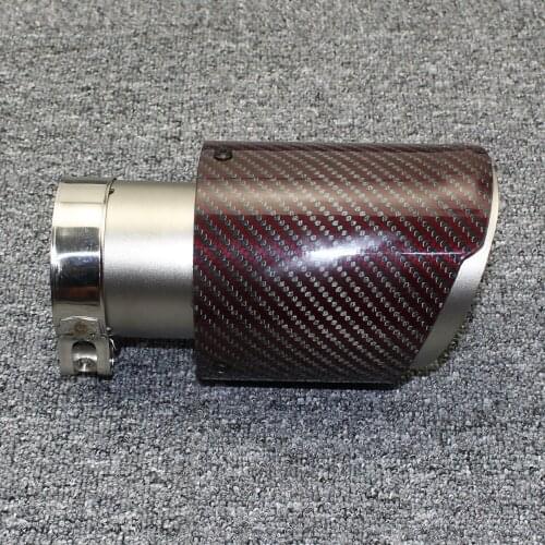 1 car Accessories 304 stainless steel exhaust pipe AK carbon fiber tail throat straight edge red gloss muffler tail pipe