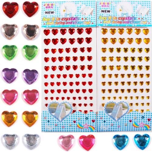 1 Sheet Multicolor Self Adhesive Heart shape Rhinestone Crystal Stickers Phone Car Decoration DIY Craft Scrapbooking Sticker