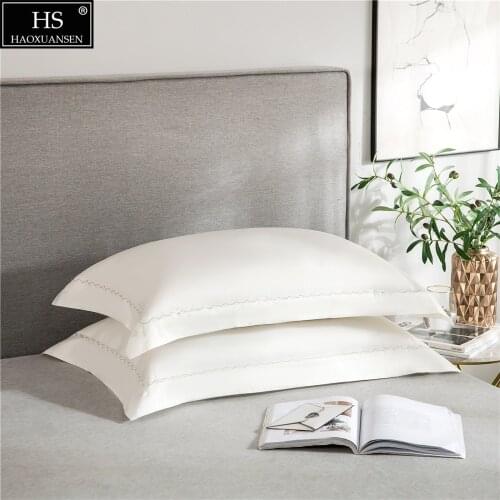 2Pcs/1Pair Pure Color Nordic Modern Style Design Pillowcase 400TC White/Light Grey/Light Blue Pillow Cover 3Color Pillow Sham