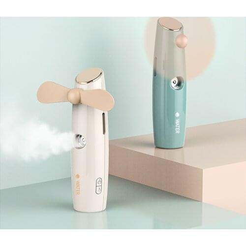 2 In 1 Mini Fan Humidifier Usb Rechargeable Handheld Fan Water Spray Mist Fan Face Steamer Air Conditioner For Outdoor#G