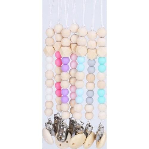 200pcs Baby Pacifier Clip Chain Wooden Holder Soother Pacifier Clips Strap Nipple Holder For Infant Feeding