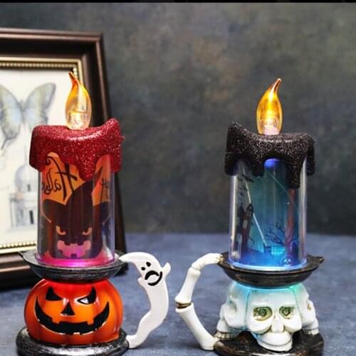 2021 Halloween Candle Light LED Colorful Candlestick Table Top Decoration Pumpkin Party Happy Halloween Party Decor For Home