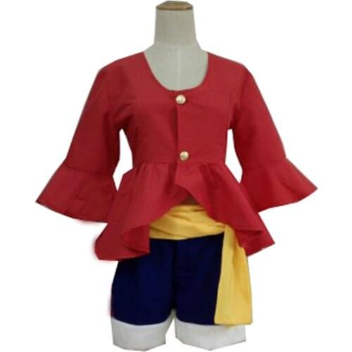 2021 One piece Monkey D. Luffy Cosplay Costumes Shirt Pants Summer Clothing Set For Halloween Party Christmas