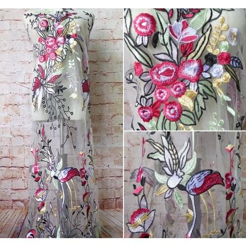 3Y/lot Colorful embroidery mesh fabric wedding dress decoration fashion lace fabric accessories