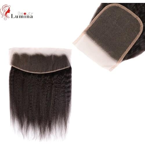 4*4 Lace Closure 13*4 Lace Frontal Yaki Straight Closure Frontal Kinky Straight 100% Human Hair Pre Plucked Transparent Lace