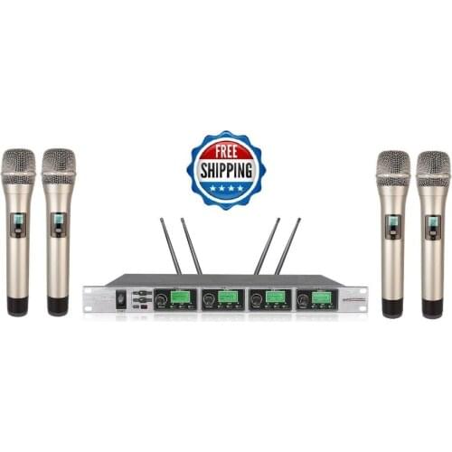4 x 50 Channelsdraadloos microfoon UHF Four Handheld Wireess Karaoke Microphone System