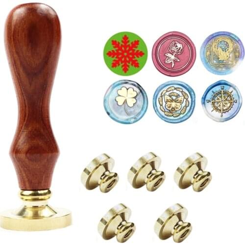 6PCS Print Head Seal Wax Seal with Removable Brass Head Seal, Very Suitable for Invitation Envelope Packaging