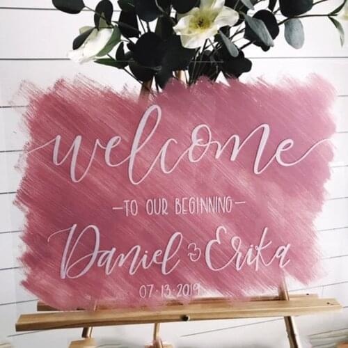 Acrylic Wedding Sign,Wedding Welcome Sign,Calligraphy Wedding Sign,Wedding Ceremony Sign,Painted Acrylic Wedding Sign