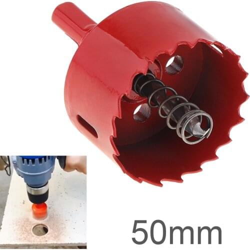 50mm M42 Bi-Metal Hole Saw Drilling Hole Cut Tool with Sawtooth and Spring Wood Drilling for PVC Plate / Woodworking