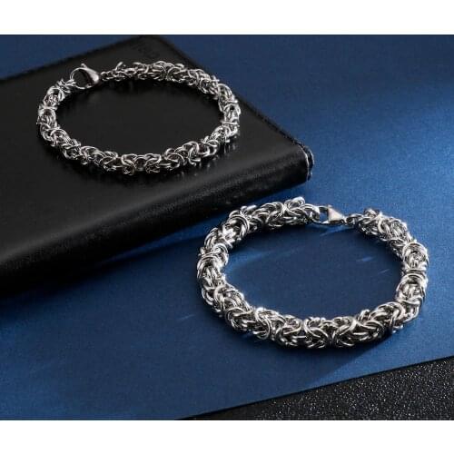 6/7/8MM Wide Classic Stainless Steel Twisted Chain Strand Bracelets & Bangles For Men Bracelet Pulseira