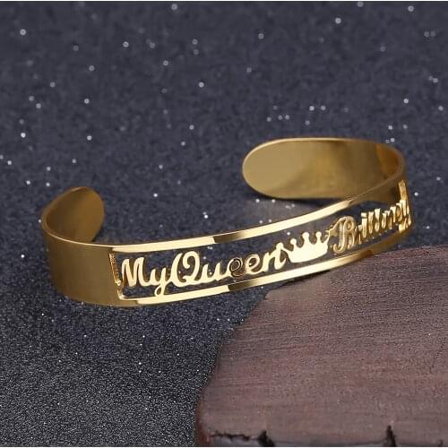Zciti Customized Name Bracelets Bangles Rose Gold/Gold/ Silver Stainless Steel Bracelet Personalized Hand Link For Girls