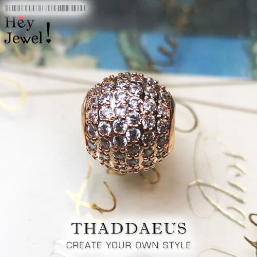 Beads Pink Pave,Rose Pure Gold Color Beads Fits Bracelet Necklace 2017 Brand New Europe Jewelry Accessories Gift For Women & Men