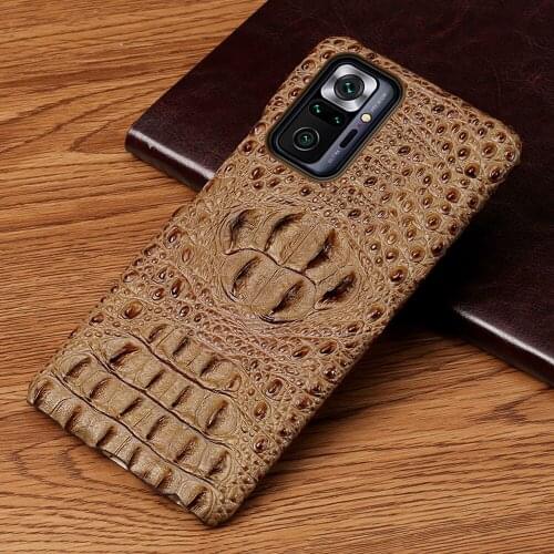 Genuine Cow Leather 3D Crocodile Head Case for Redmi Note 10 Pro 9 8 pro 9s Cover For Mi 10 11 Ultra 10T Lite 9T Poco X3 Pro F3