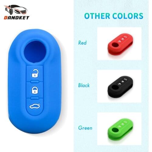 Dandkey 10pcs/Lot Silicone Cover Case For Fiat 500 3 Buttons Flip Remote Key Blank Fob Auto Parts Car Accessories Colorful