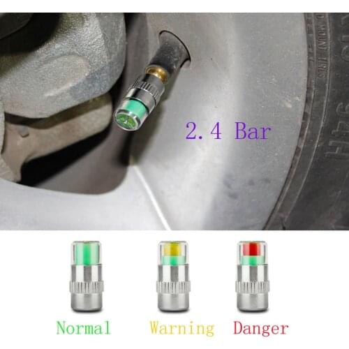 2.4 Bar Tire Pressure Car Tire Monitor Pressure Gauge Cap Sensor Indicator 3 Color Eye Alert air pressure gauge 4pcs/Lot