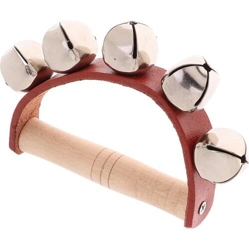 Wooden Handle Bell Shaker Rattle Toys for Baby Kids Musical Instrument