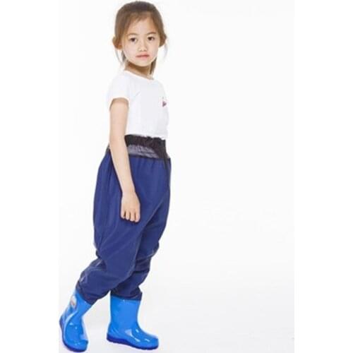 Kids Jumpsuit Waterproof Wading Pants With Rain Boots Playing Water Fishing Hunting Children Wader Trousers