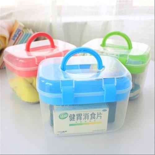 Home Portable Medical Box Drug Storage Box Medicine Organizer Cosmetic Storage Box Colorful Transparent Small Medical Kit