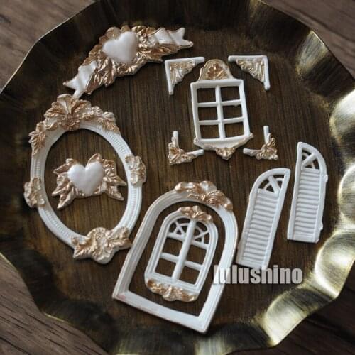 European style retro window corner flower love silk belt mirror frame door frame chocolate candy cake baking tool drop mold