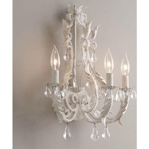 French crystal wall lamp stair creative Nordic iron bedroom bedside lamp corridor American living room background wall lamp